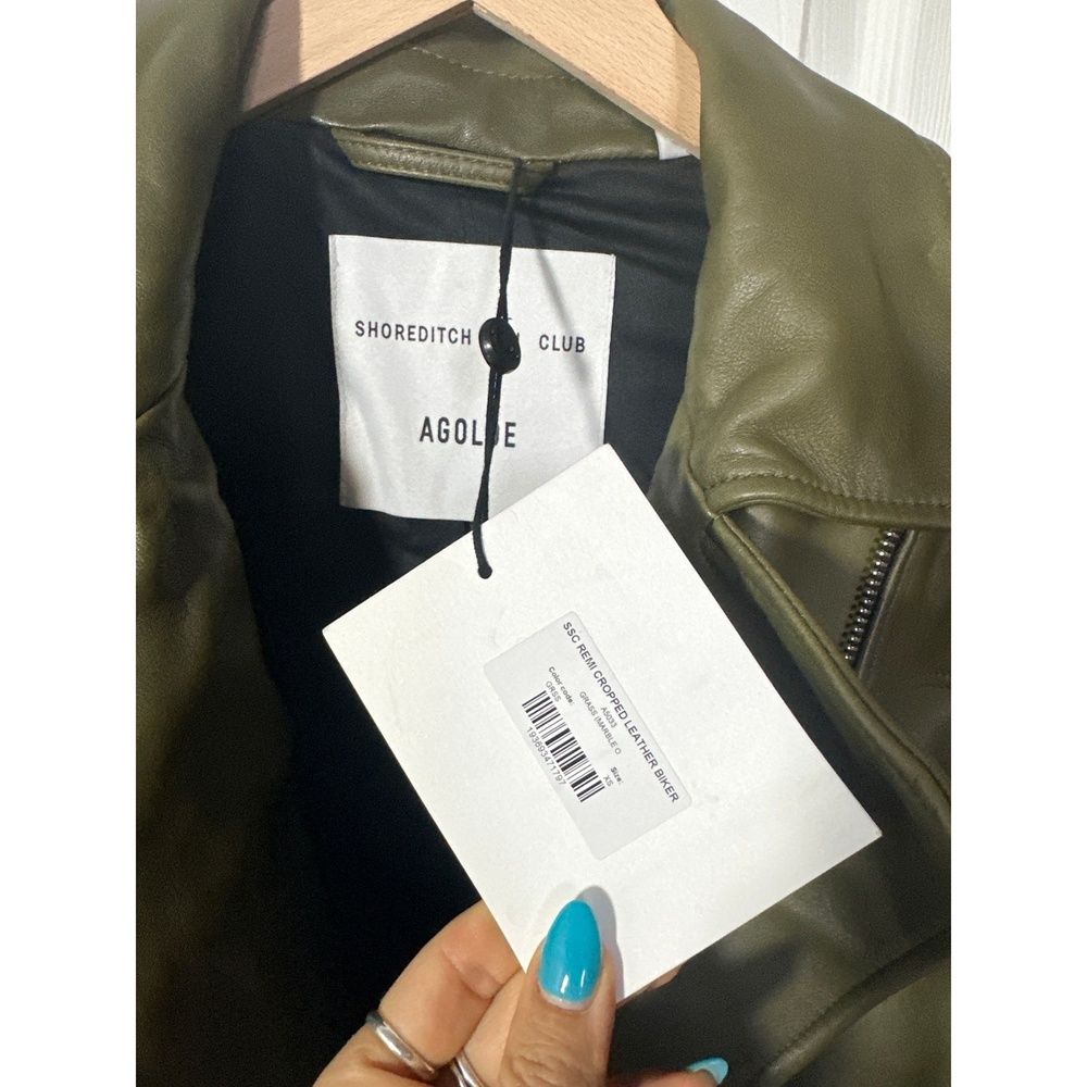 Agolde X Shoreditch Ski Club Leather Jacket Xs Y2k 90s Concert Edgy Olive Remi — image 7 of 8